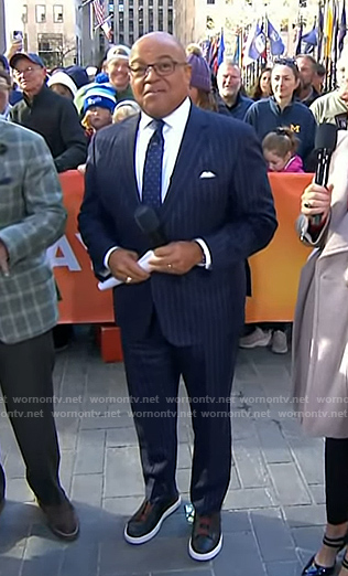 Mike Tirico's black leather sneakers on Today