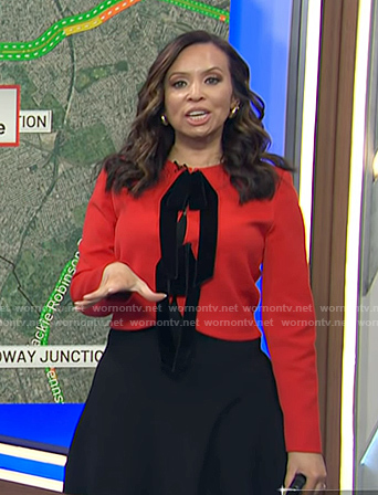 Adelle's red bow jacket on Today