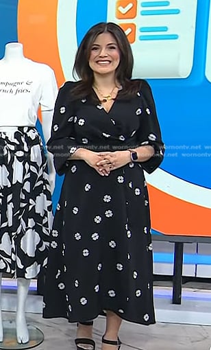 Adrianna's black floral wrap dress on Today