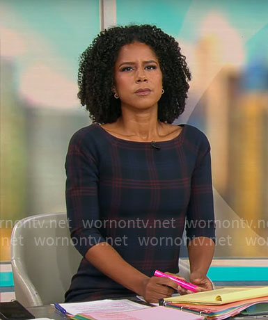 Adriana Diaz's navy plaid dress on CBS Mornings