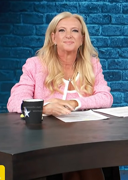Alison Triessl's pink tweed dress and jacket on Access Hollywood