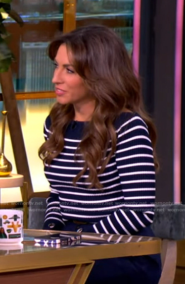Alyssa's navy stripe sweater on The View