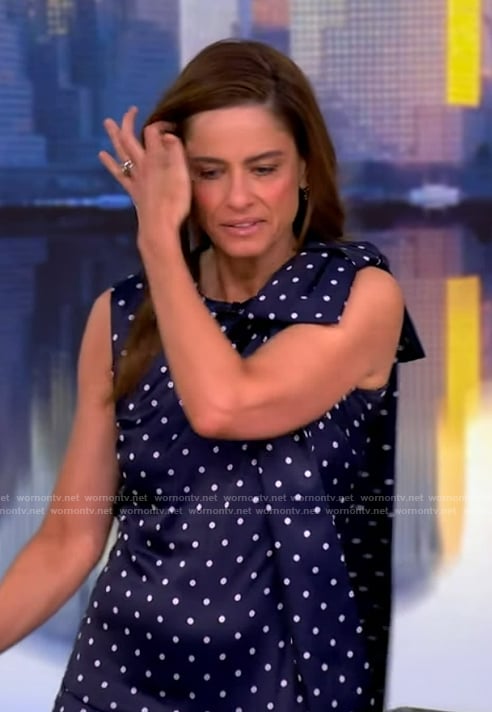 Amanda Pleet's navy polka dot print dress on The View