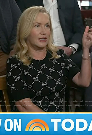Angela Kinsey's black monogram sweater on Today