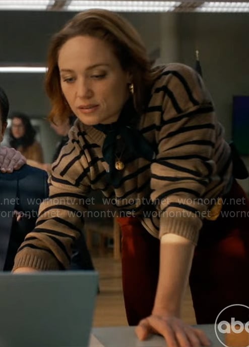 Angie's brown striped sweater on Will Trent