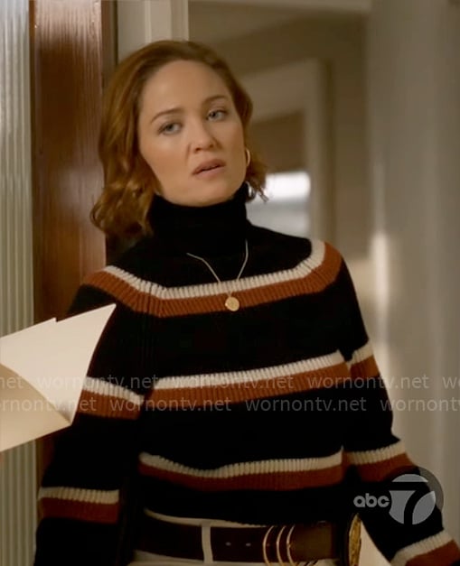 Angie's black striped turtleneck sweater on Will Trent