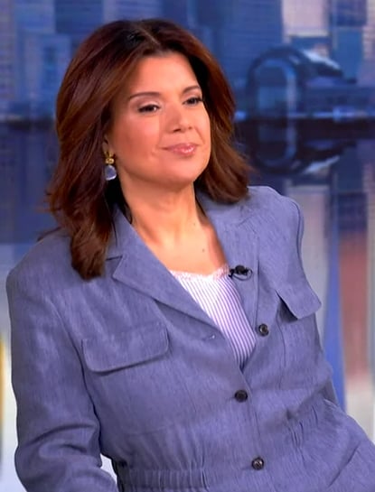 Ana's blue denim jacket and pants on The View