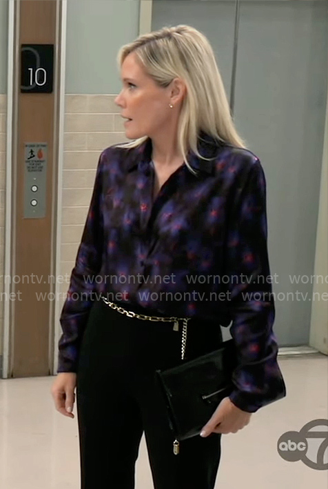 Ava's purple floral blouse on General Hospital