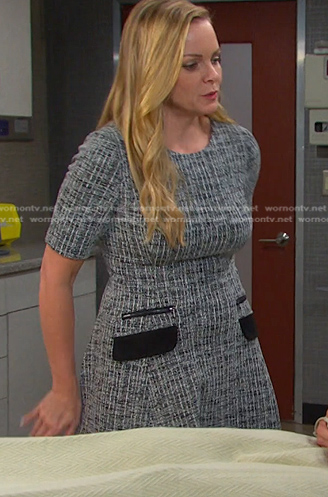 Belle's black tweed a-line dress on Days of our Lives