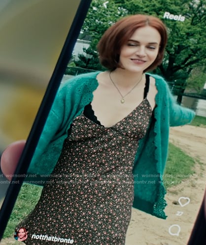 Bronte's black floral dress and cardigan on You