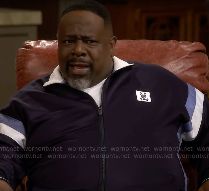 Calvin's navy bunny track suit on The Neighborhood