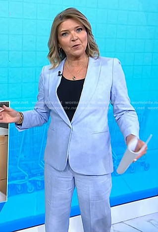 Christine's blue linen blazer and pants on Today
