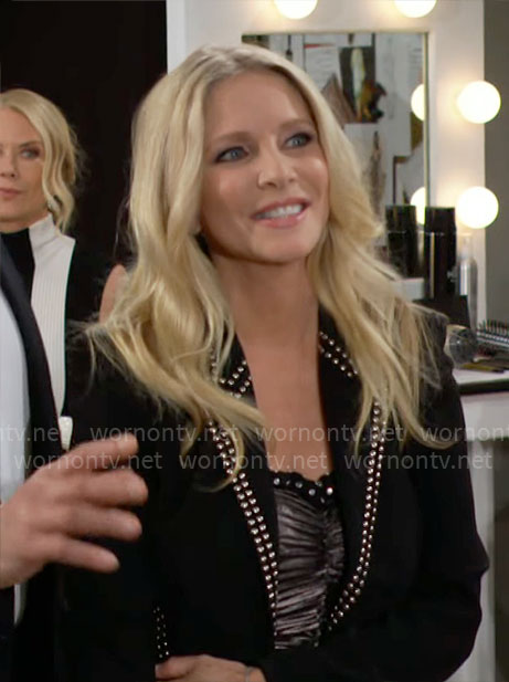 Christine's black studded blazer on The Bold and the Beautiful