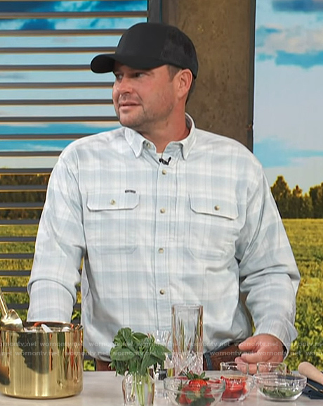 Colby Frey's blue plaid shirt on Access Hollywood