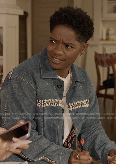 Coop's denim embroidered jacket on All American