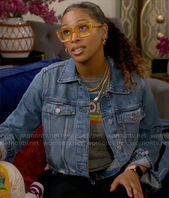Courtney's denim jacket on The Neighborhood