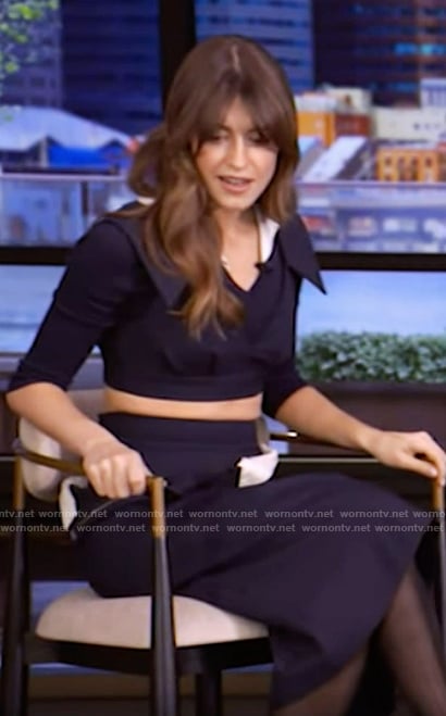 Daisy Edgar-Jones's contrast crop top and skirt on Live with Kelly and Mark