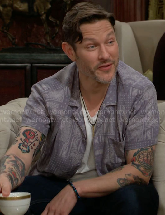 Daniel's blue bandana print shirt on The Young and the Restless