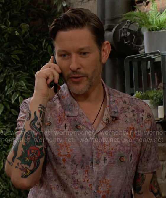 Daniel's pink printed shirt on The Young and the Restless