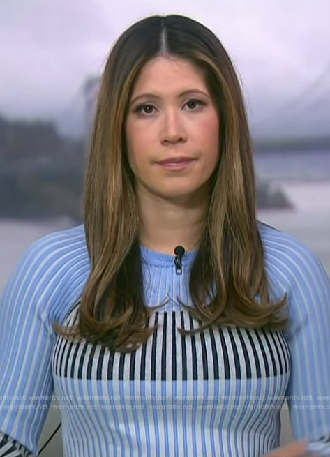 Deirdre's blue ribbed dress on NBC News Daily