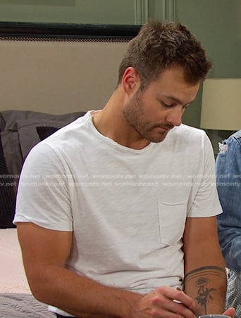 Doug's white patch pocket tee on Days of our Lives