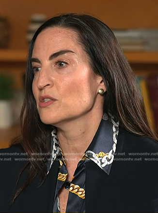 Dr. Jeannine Villella's navy chain print shirt on Today