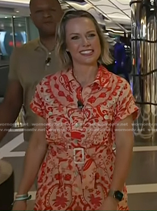 Dylan's red print belted romper on Today