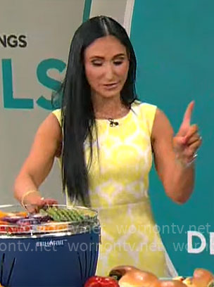 Elizabeth Werner's yellow damask print dress on CBS Mornings