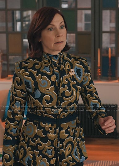 Elsbeth's paisley print top and jacket on Elsbeth