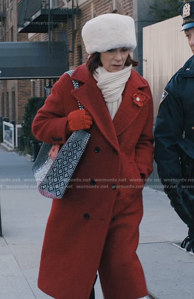 Elsbeth's red double breasted coat on Elsbeth