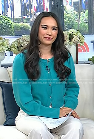 Emilie's blue cardigan on Today