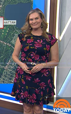 Emily West's navy floral dress on Today