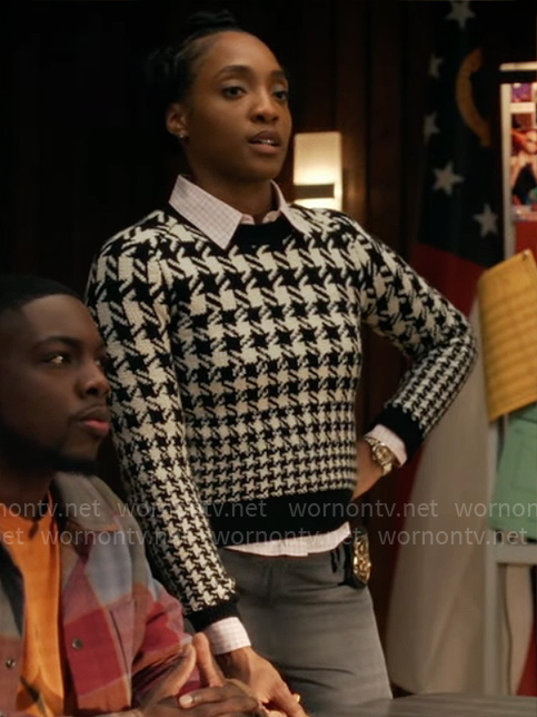 Faith's houndstooth sweater on Will Trent