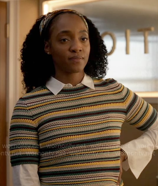 Faith's striped knit top on Will Trent