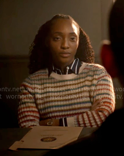 Faith's multi color stripe sweater on Will Trent