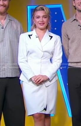 Florence Pugh's white blazer and skirt on Good Morning America