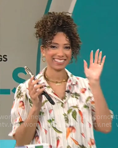 Gabrielle Kerr's vegetable print top on CBS Mornings