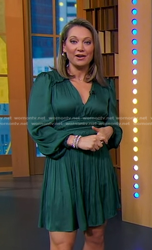 Ginger's green smocked waist mini dress on Good Morning America
