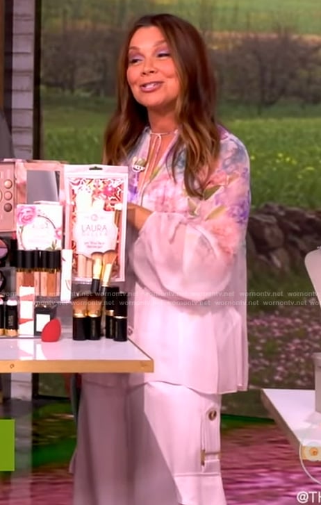 Gretta Monahan's floral blouse and belted pants on The View