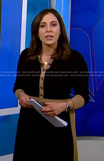 Hallie Jackson's black knit polo dress on NBC News Daily