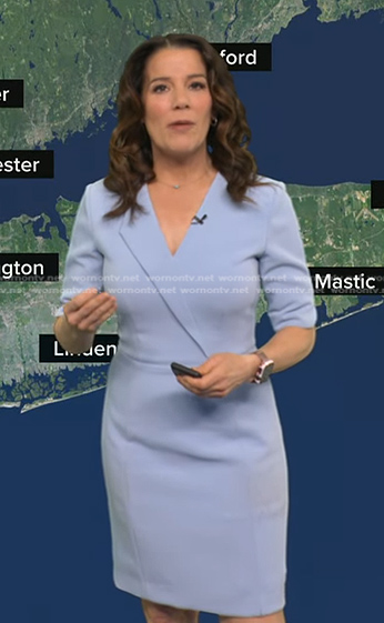 Heather's blue folded sheath dress on Good Morning America
