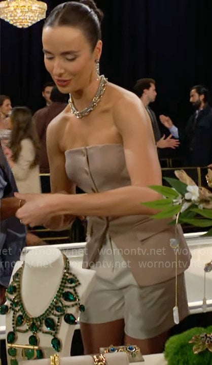 Ivy's strapless button front top on The Bold and the Beautiful