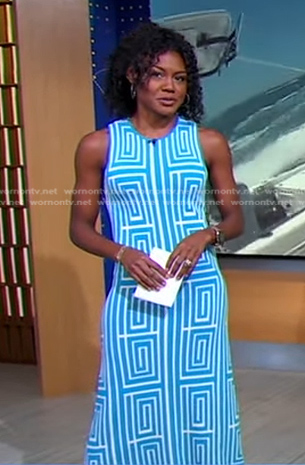 Janai's blue geometric dress on Good Morning America