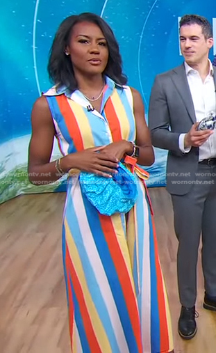 Janai's multicolor stripe dress on Good Morning America