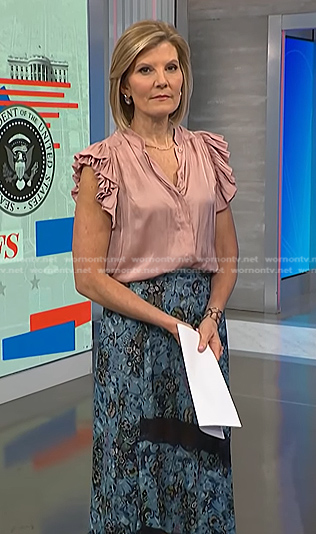 Kate's pink ruffle top and blue floral skirt on NBC News Daily