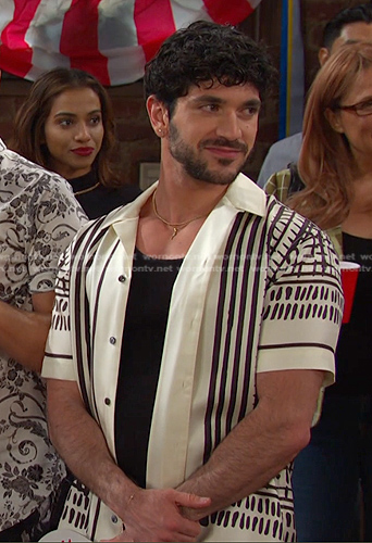 Javi's ivory stripe print shirt on Days of our Lives