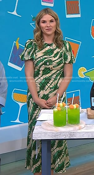 Jenna's green leaf print dress on Today
