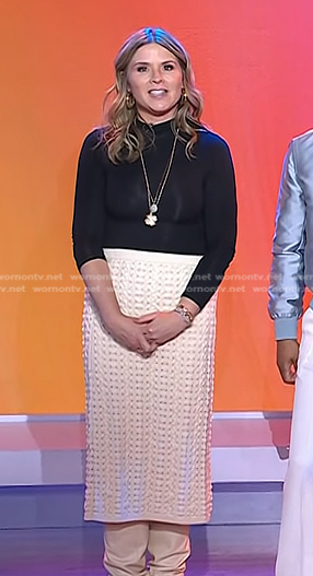 Jenna's ivory crochet knit skirt on Today