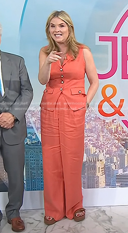 Jenna's orange vest and pants on Today