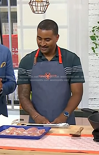 JJ Johnson's navy stripe short sleeve shirt on Today